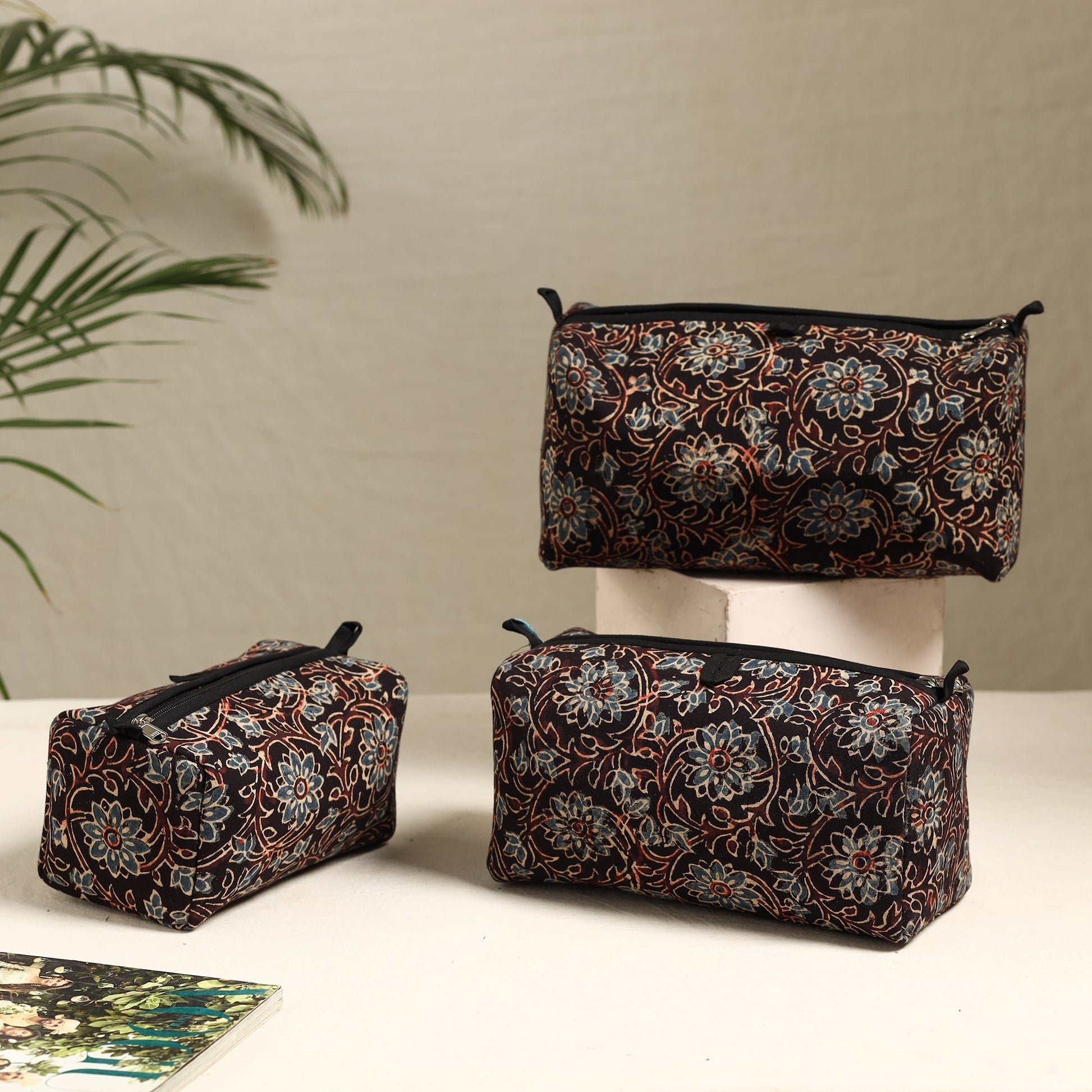 Black - Handmade Cotton Toiletry Bags (Set of 3) 69