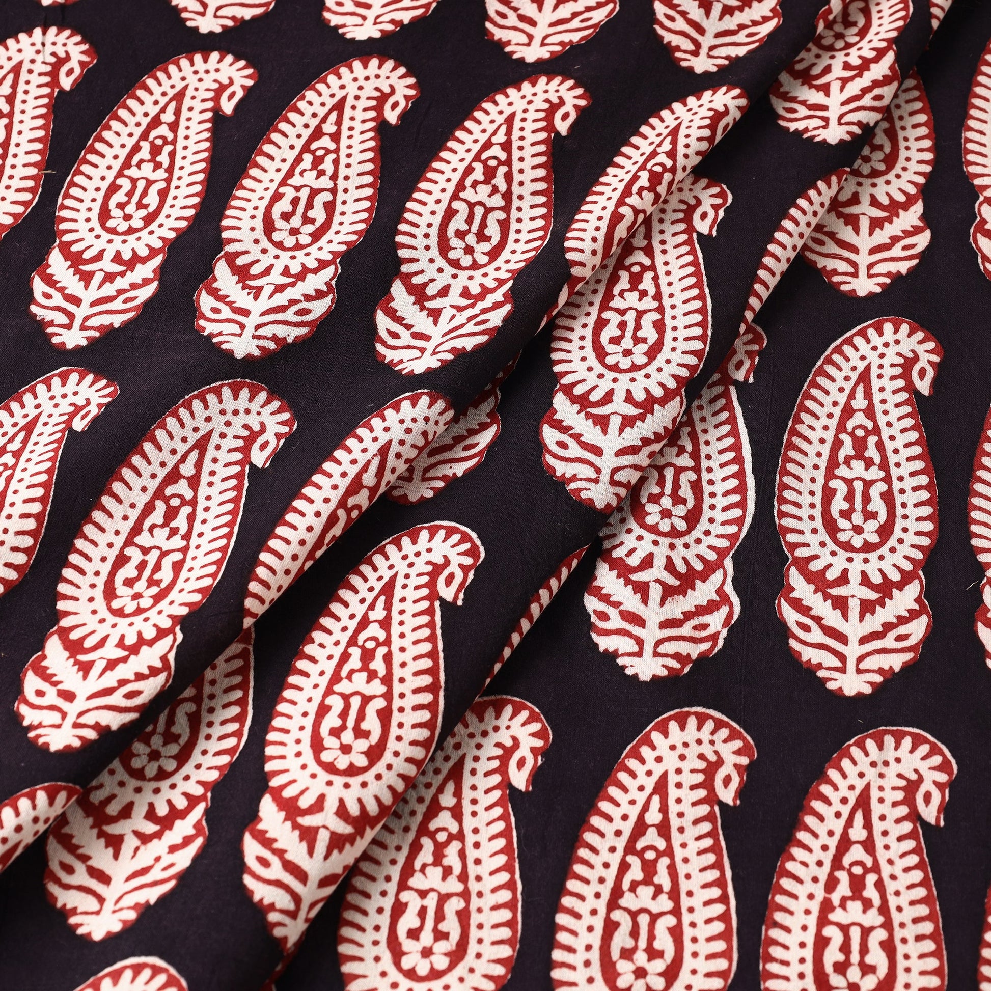 Black - Natural Dyed Cotton Bagh Print Fabric