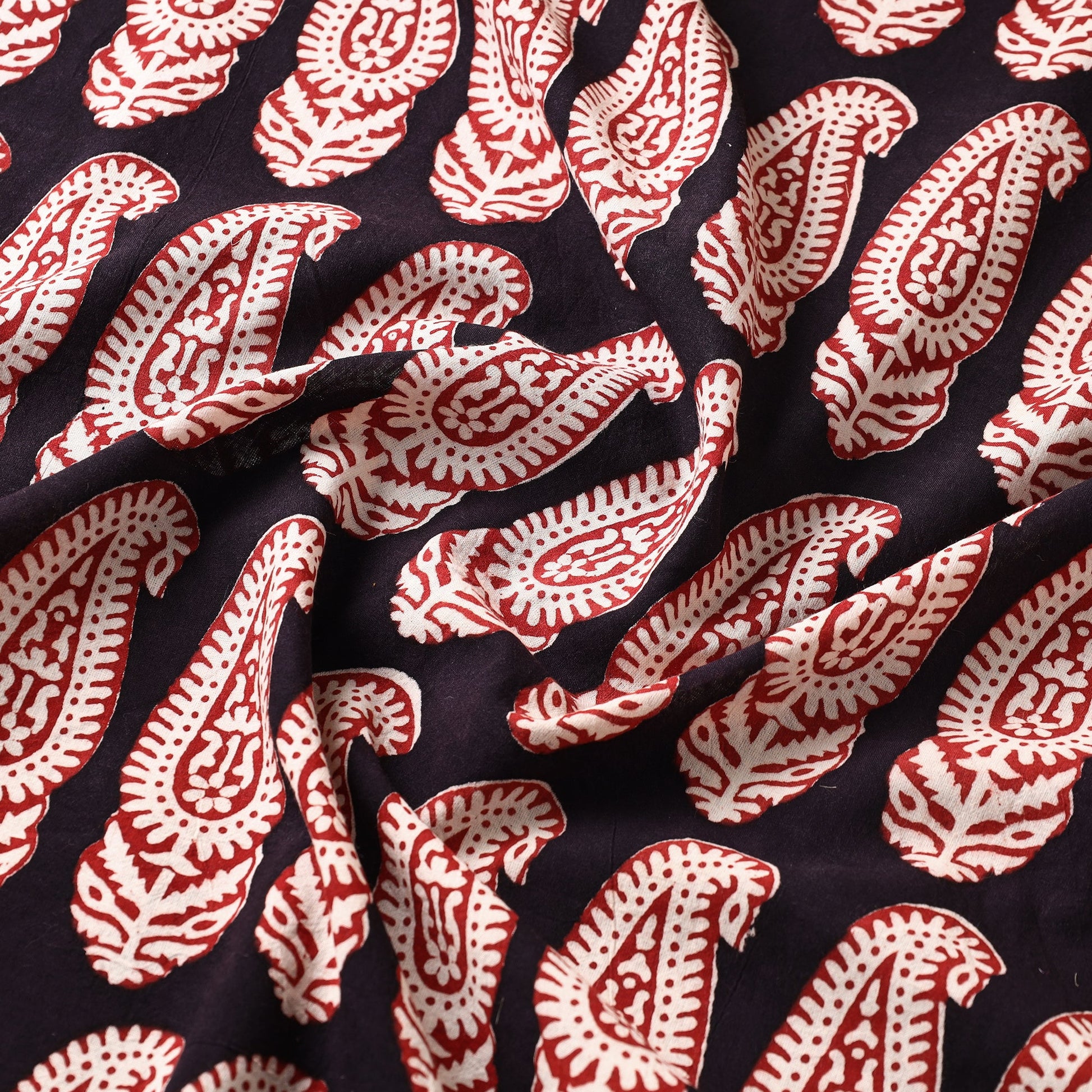 Black - Natural Dyed Cotton Bagh Print Fabric