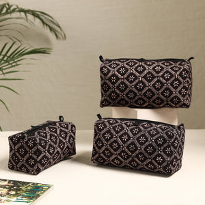 Black - Handmade Cotton Toiletry Bags (Set of 3) 72