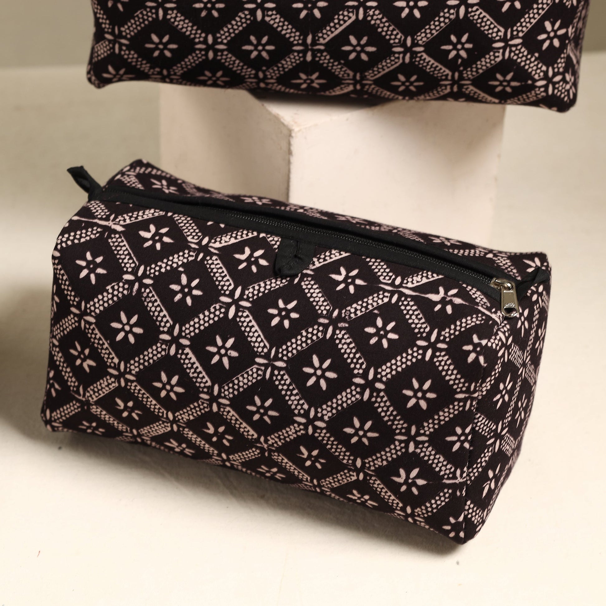 Black - Handmade Cotton Toiletry Bags (Set of 3) 72