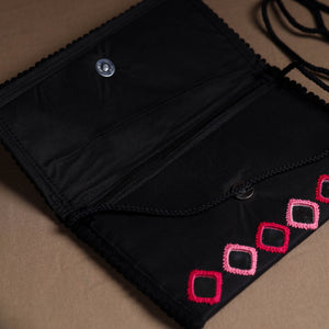 Black - Aari Hand Embroidery Mirror Work Cotton Sling Bag 08