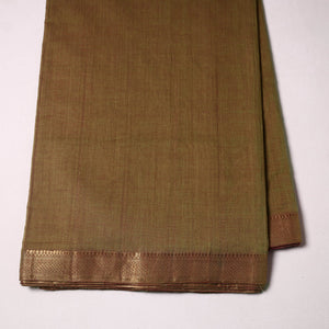 Brown - Mangalagiri Handloom Cotton Nizam Zari Border Fabric