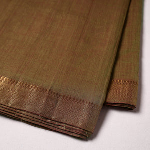 Brown - Mangalagiri Handloom Cotton Nizam Zari Border Fabric