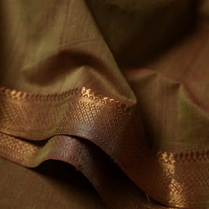 Brown - Mangalagiri Handloom Cotton Nizam Zari Border Fabric