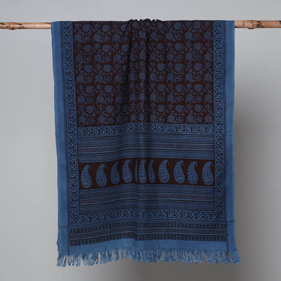 Blue - Bagh Hand Block Printed Handloom Cotton Towel
