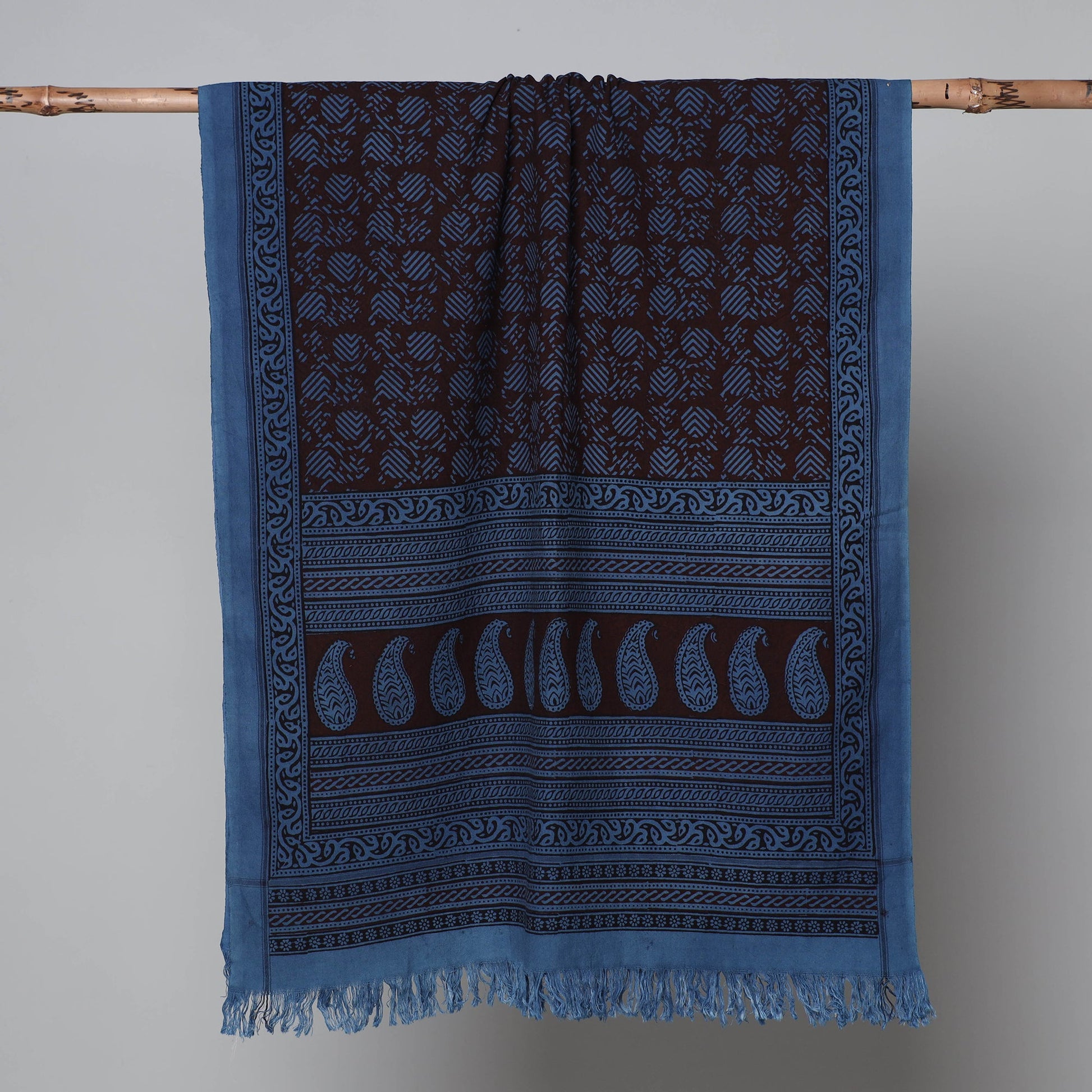 Blue - Bagh Hand Block Printed Handloom Cotton Towel
