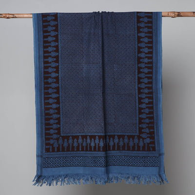 Blue - Bagh Hand Block Printed Handloom Cotton Towel