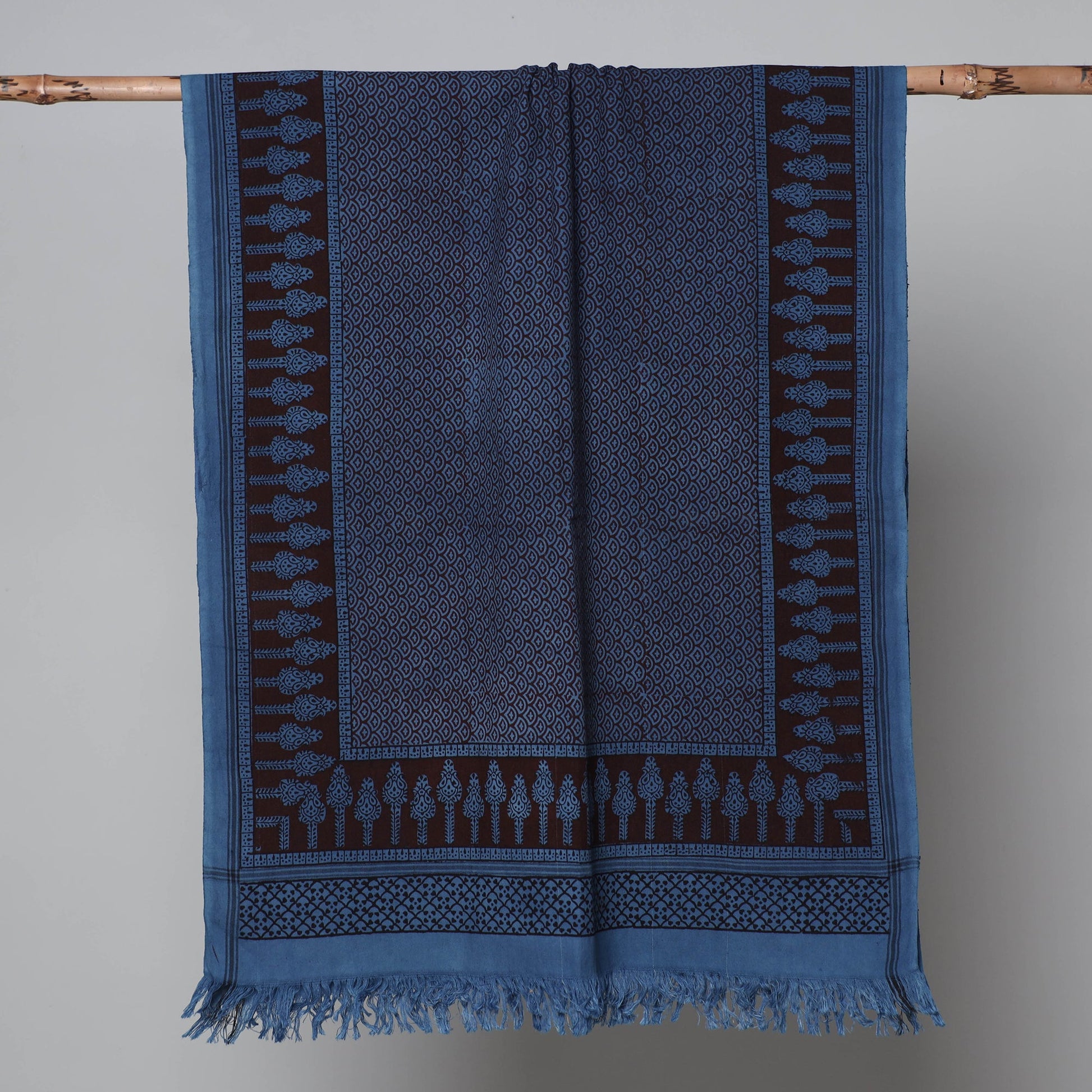 Blue - Bagh Hand Block Printed Handloom Cotton Towel