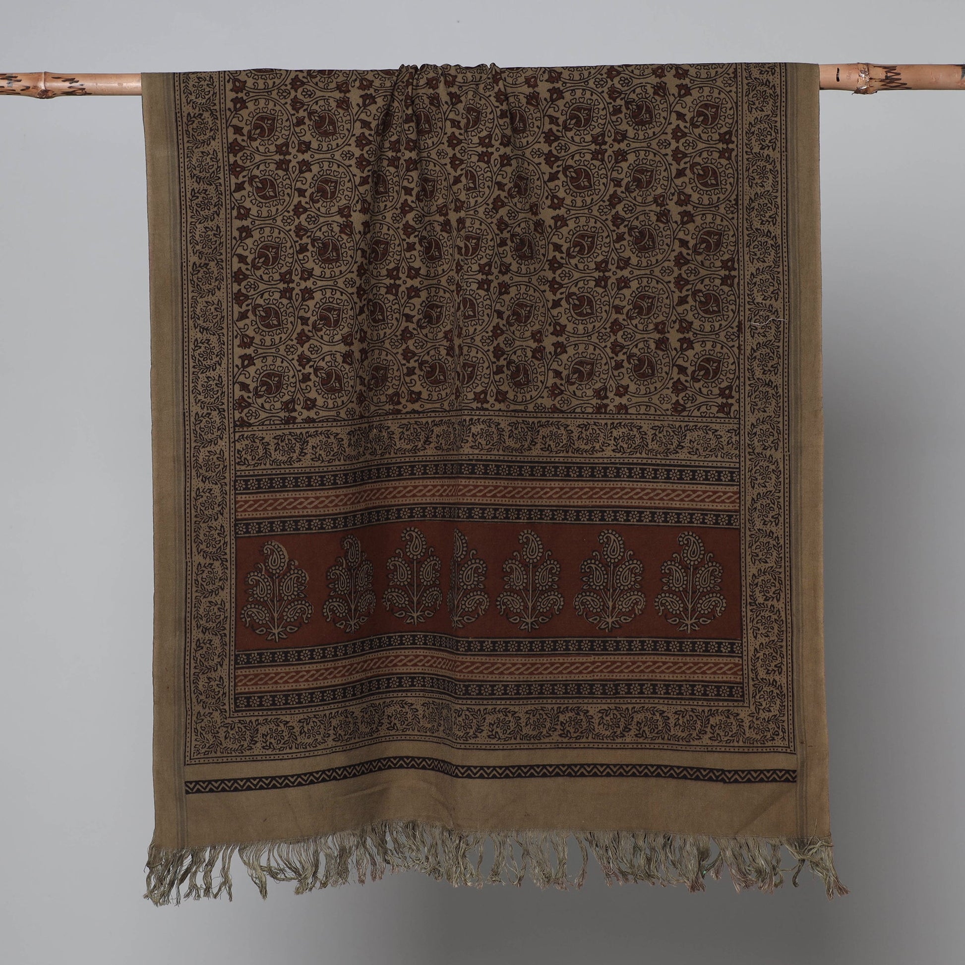 Brown - Bagh Hand Block Printed Handloom Cotton Towel