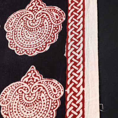 Black - Bagh Hand Block Printed Cotton Fabric