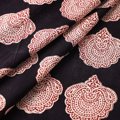 Black - Bagh Hand Block Printed Cotton Fabric