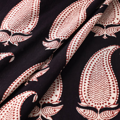 Black - Bagh Hand Block Printed Cotton Fabric