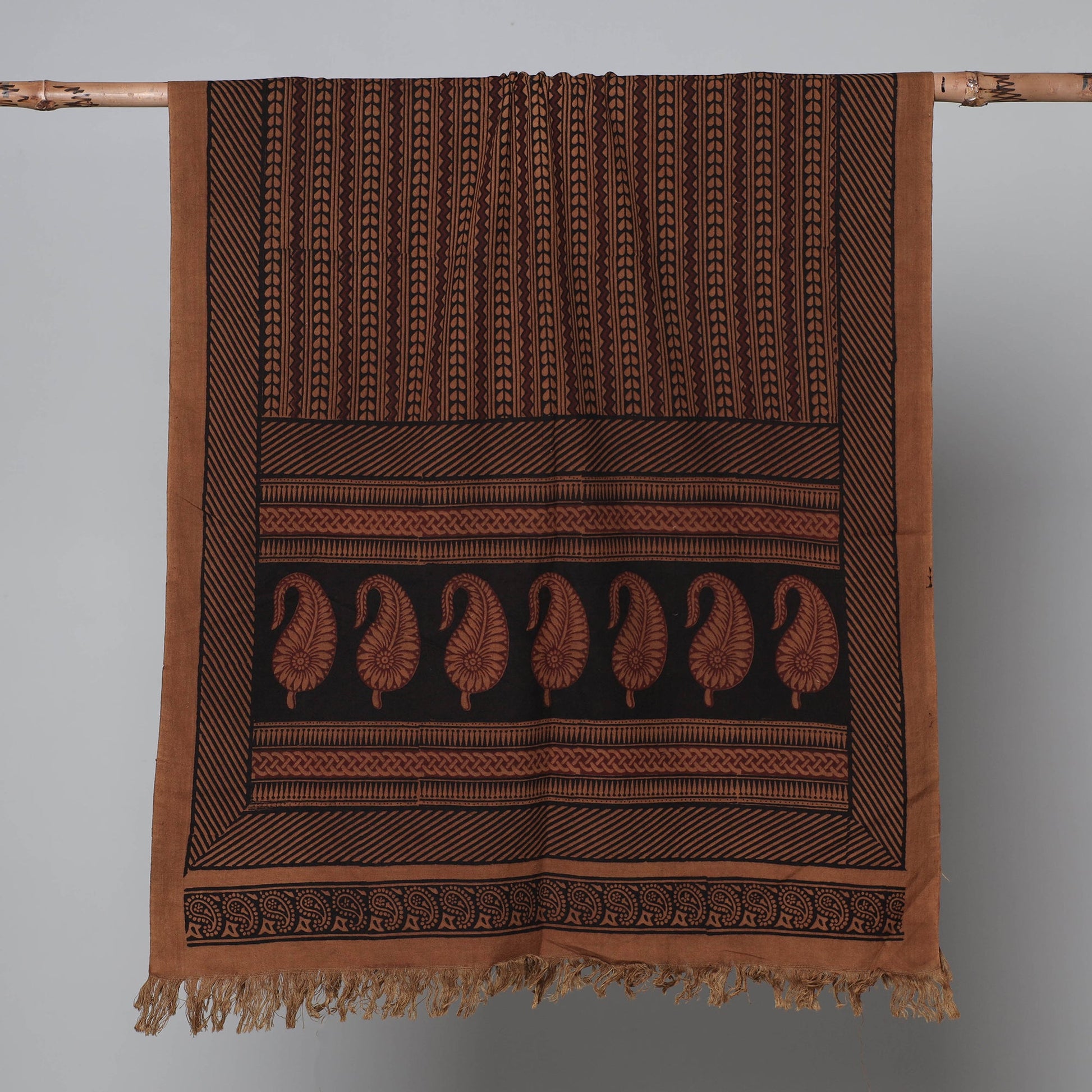 Brown - Bagh Hand Block Printed Handloom Cotton Towel