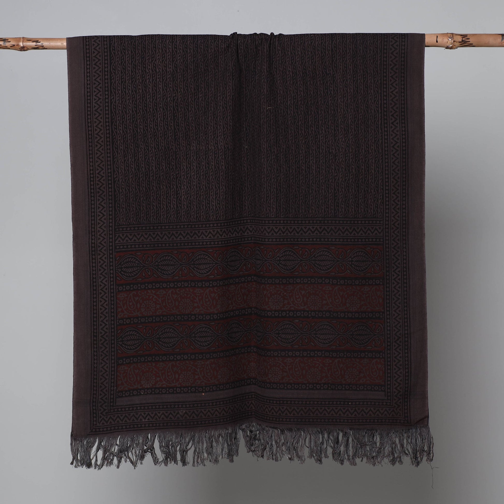 Brown - Bagh Hand Block Printed Handloom Cotton Towel