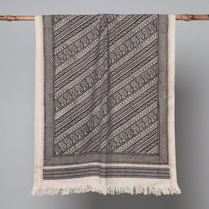 Black - Bagh Hand Block Printed Handloom Cotton Towel
