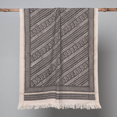 Black - Bagh Hand Block Printed Handloom Cotton Towel