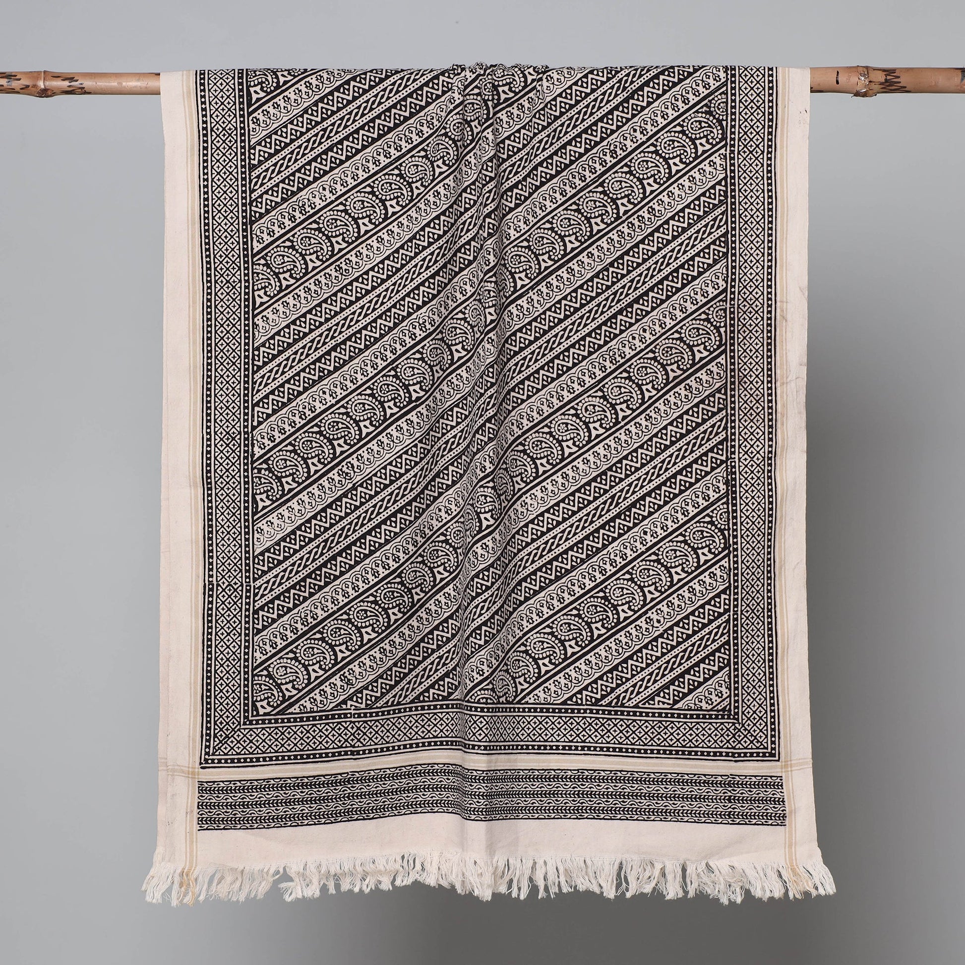 Black - Bagh Hand Block Printed Handloom Cotton Towel