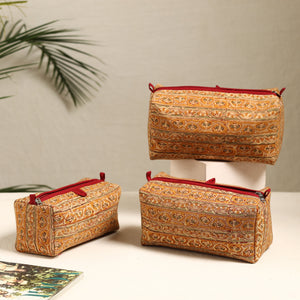 Brown - Handmade Cotton Toiletry Bags (Set of 3) 84