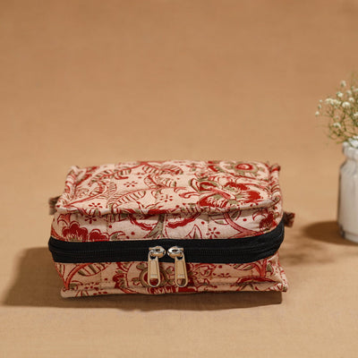 Beige - Handmade 4 Pockets Cotton Jewelry Bag 06