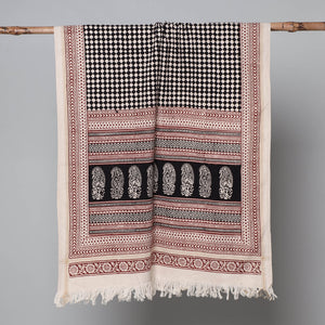 Black - Bagh Hand Block Printed Handloom Cotton Towel
