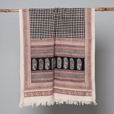 Black - Bagh Hand Block Printed Handloom Cotton Towel