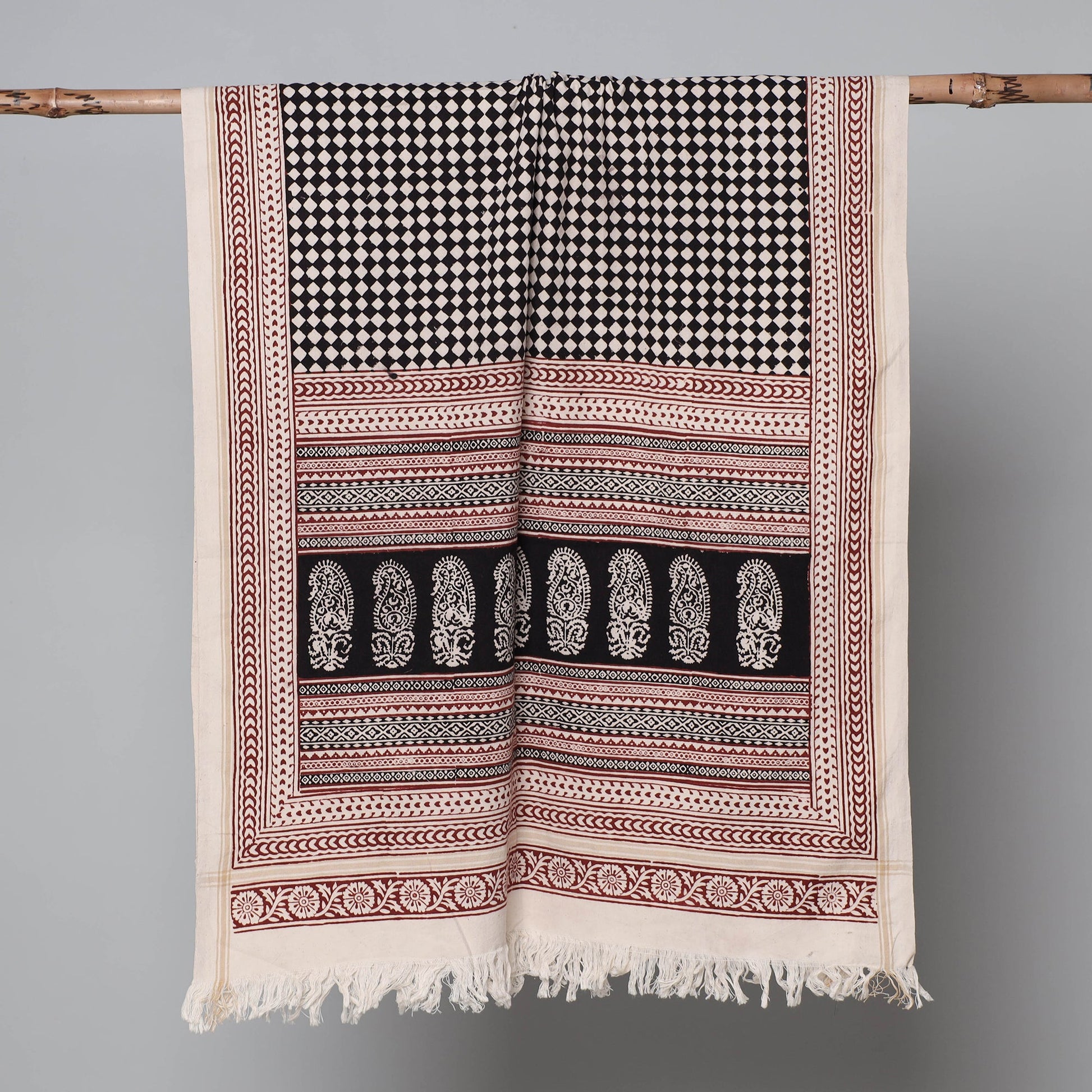 Black - Bagh Hand Block Printed Handloom Cotton Towel