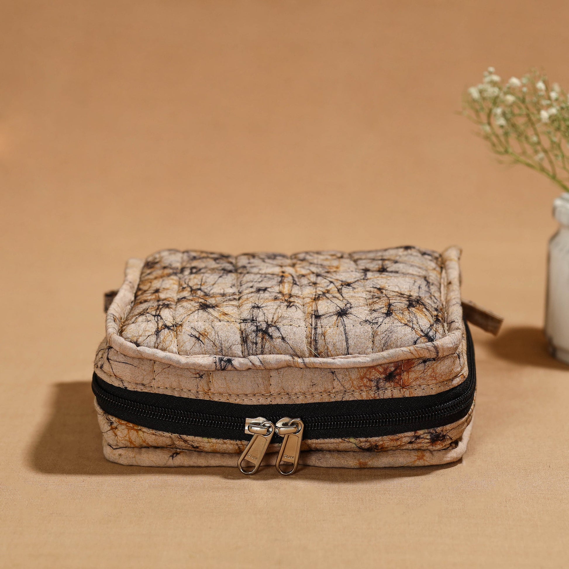 Beige - Handmade 4 Pockets Cotton Jewelry Bag 11