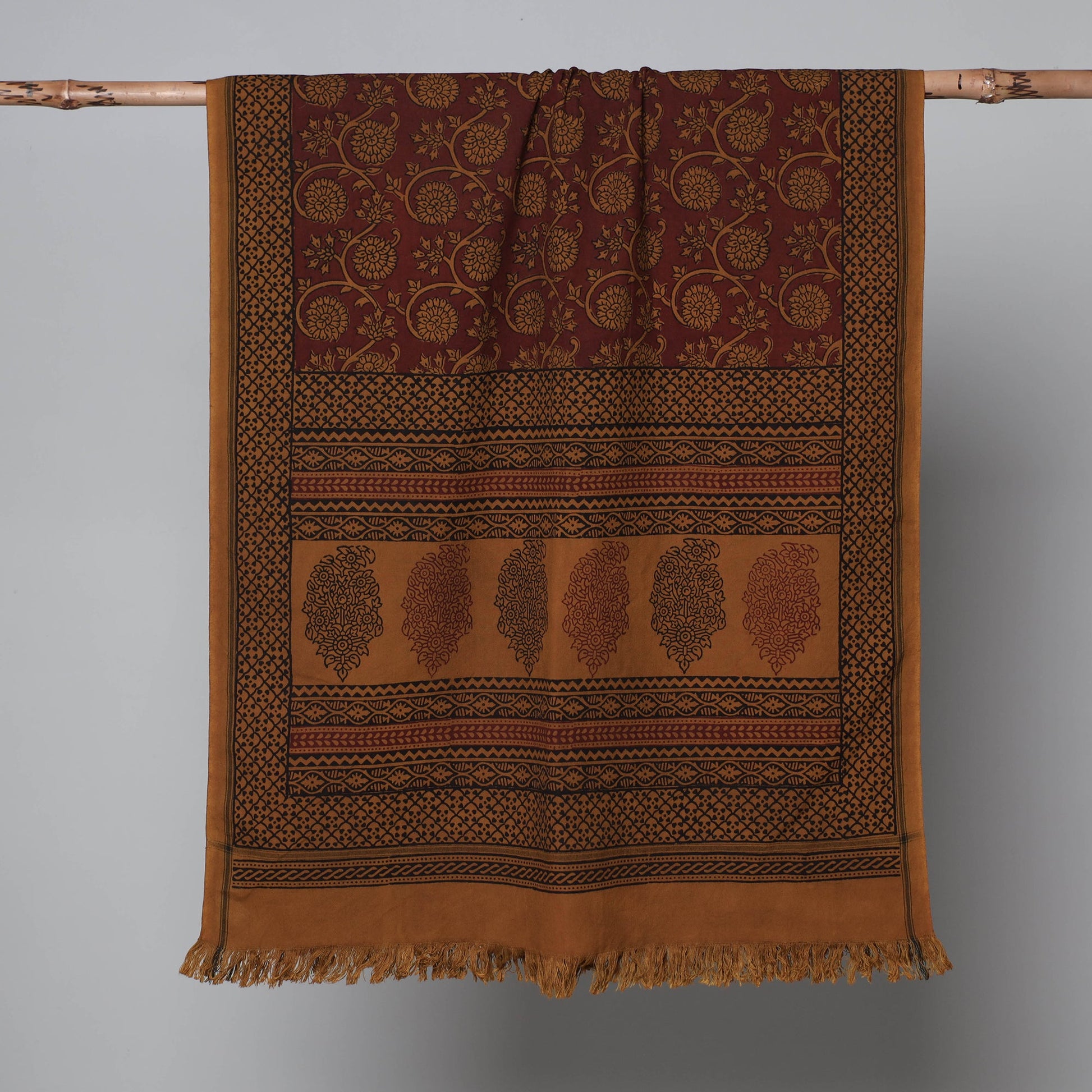 Brown - Bagh Hand Block Printed Handloom Cotton Towel