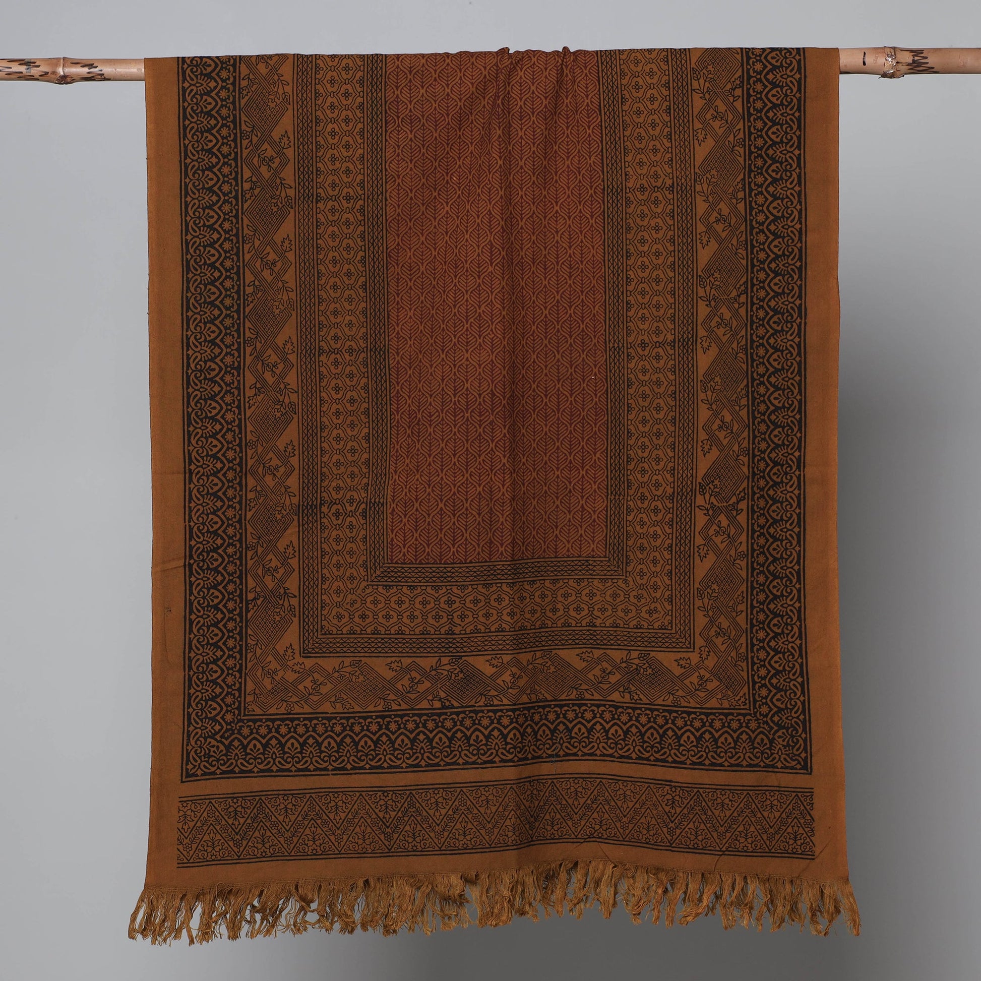 Brown - Bagh Hand Block Printed Handloom Cotton Towel
