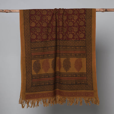 Brown - Bagh Hand Block Printed Handloom Cotton Towel