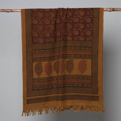 Brown - Bagh Hand Block Printed Handloom Cotton Towel