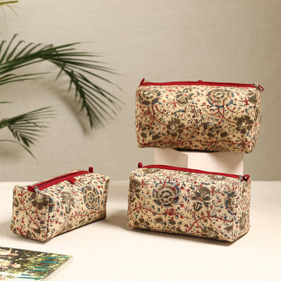 Beige - Handmade Cotton Toiletry Bags (Set of 3) 100