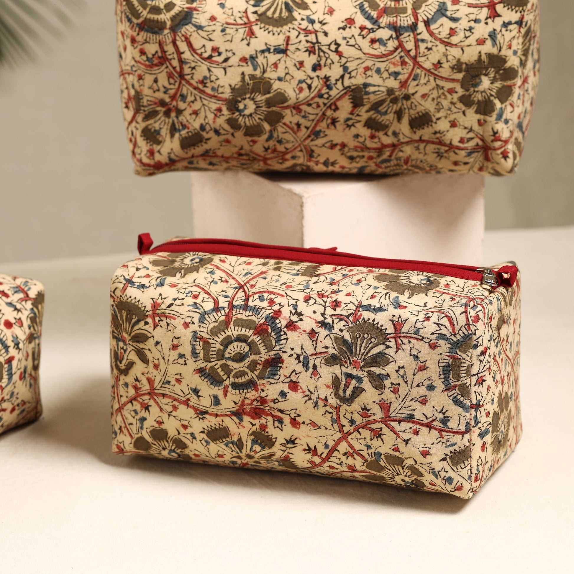 Beige - Handmade Cotton Toiletry Bags (Set of 3) 100