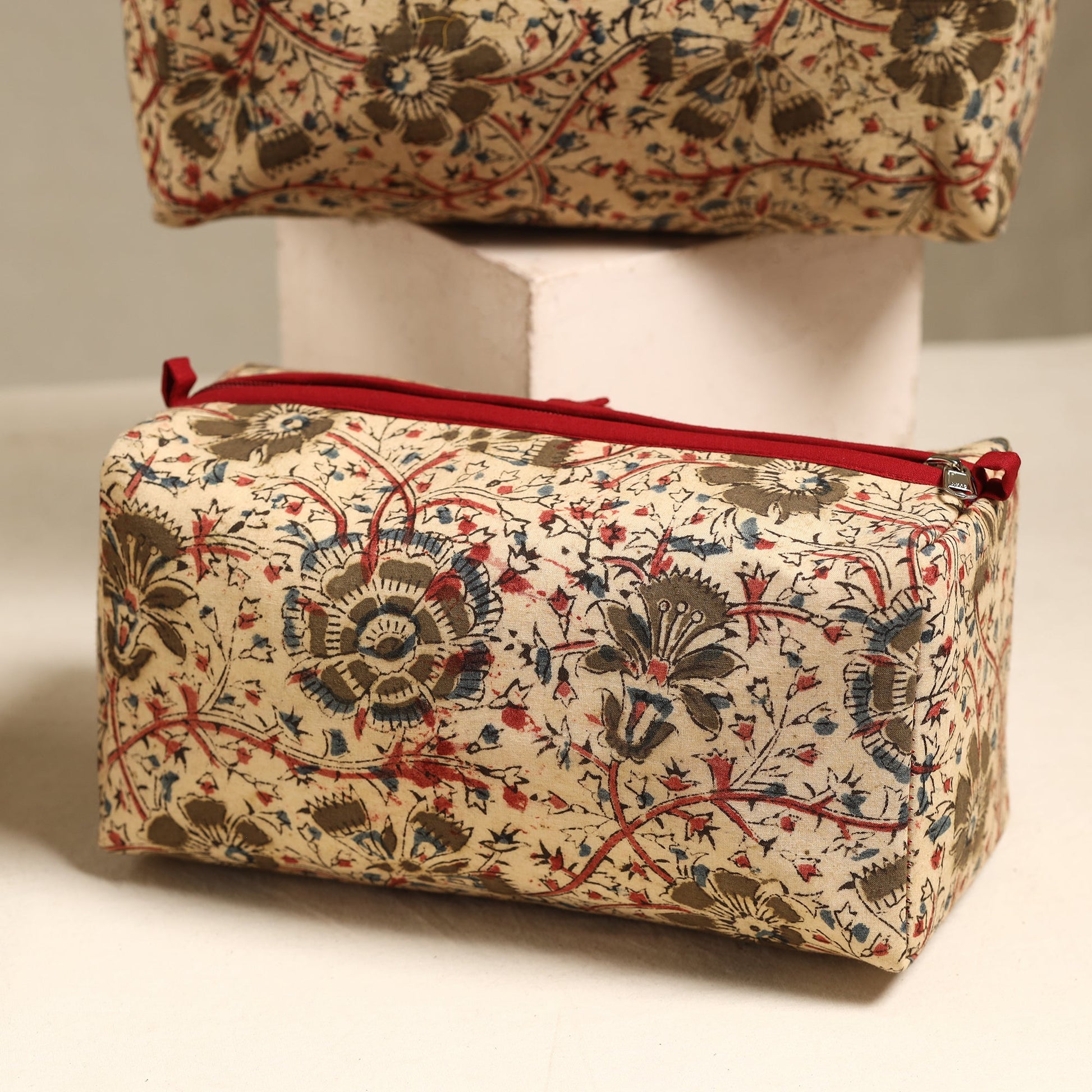 Beige - Handmade Cotton Toiletry Bags (Set of 3) 100