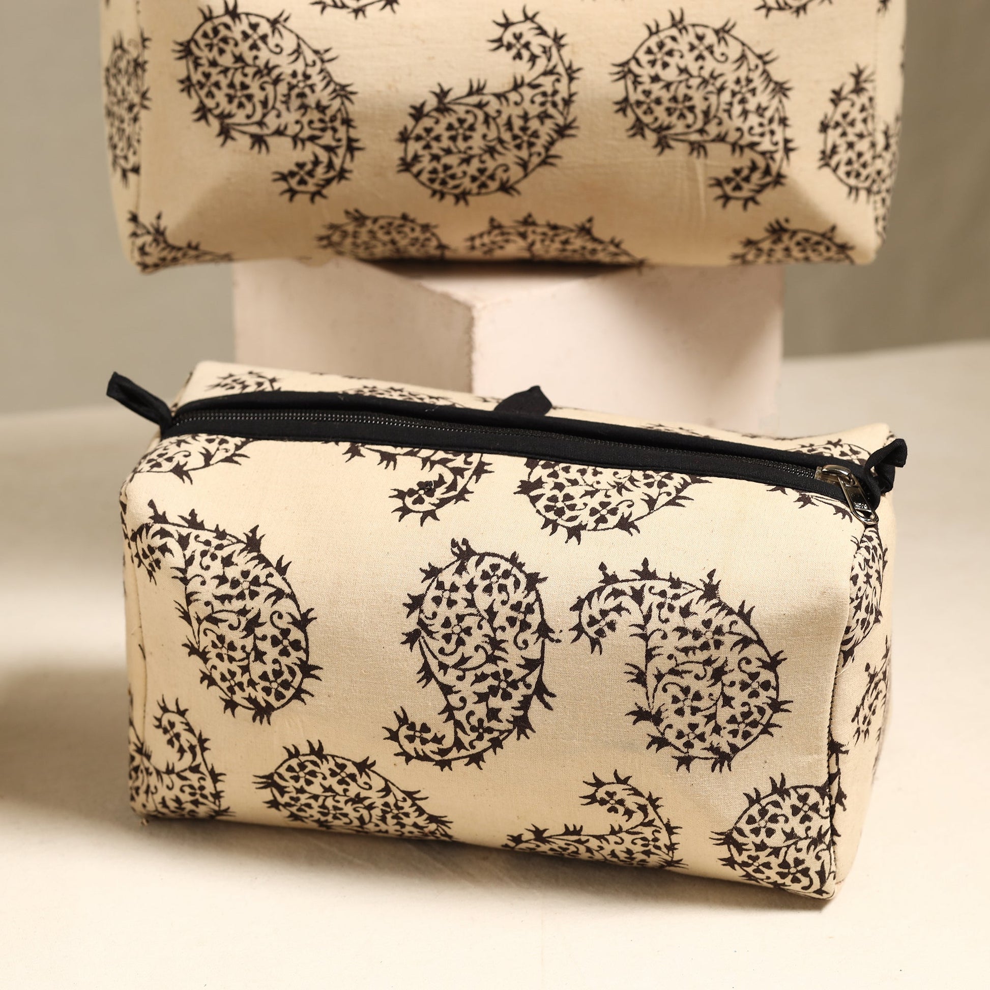 Beige - Handmade Cotton Toiletry Bags (Set of 3) 101