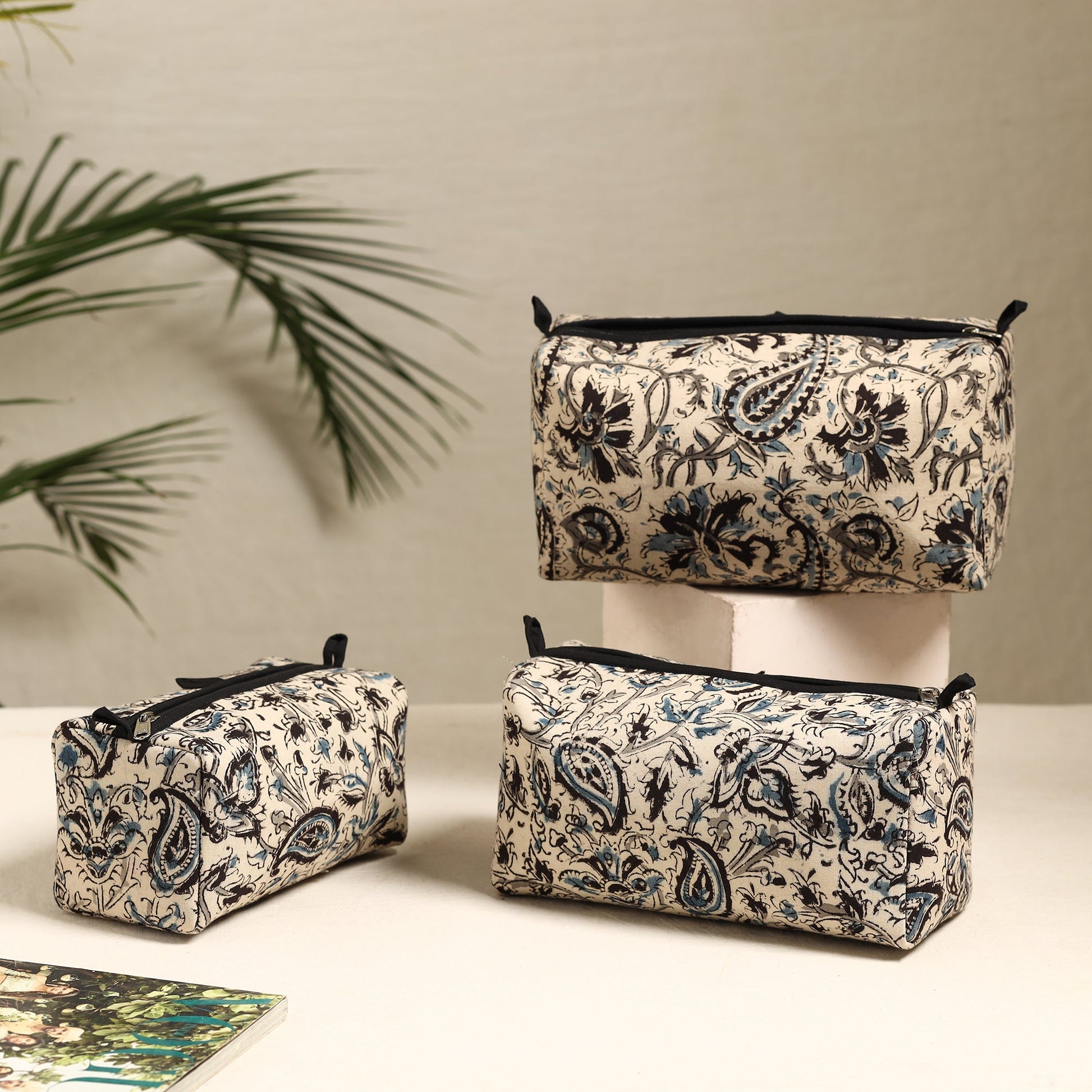 Beige - Handmade Cotton Toiletry Bags (Set of 3) 102