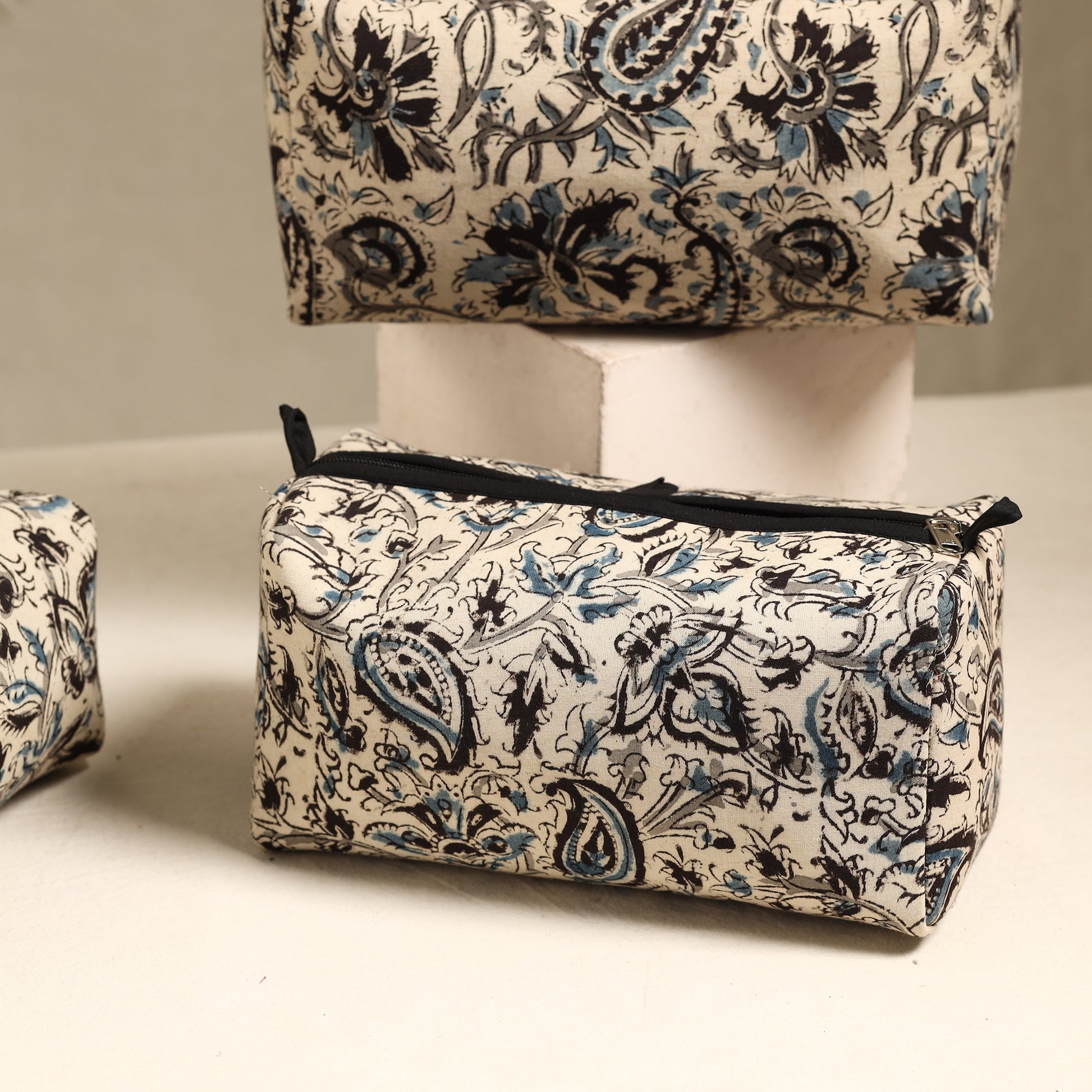 Beige - Handmade Cotton Toiletry Bags (Set of 3) 102