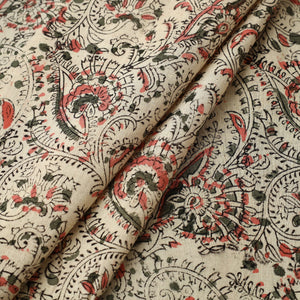 Beige - Pedana Kalamkari Block Printed Cotton Fabric 05