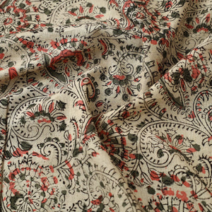 Beige - Pedana Kalamkari Block Printed Cotton Fabric 05