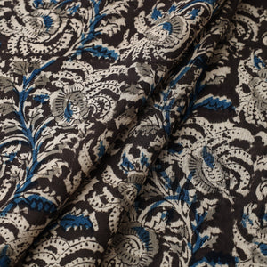 Black - Pedana Kalamkari Block Printed Cotton Fabric 06