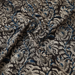 Black - Pedana Kalamkari Block Printed Cotton Fabric 06