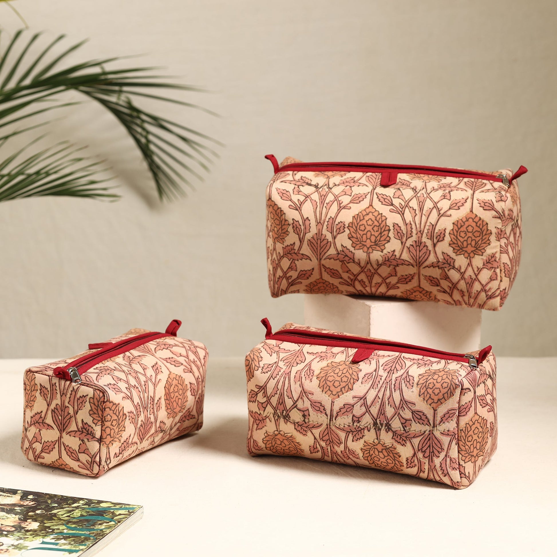 Brown - Handmade Cotton Toiletry Bags (Set of 3) 106