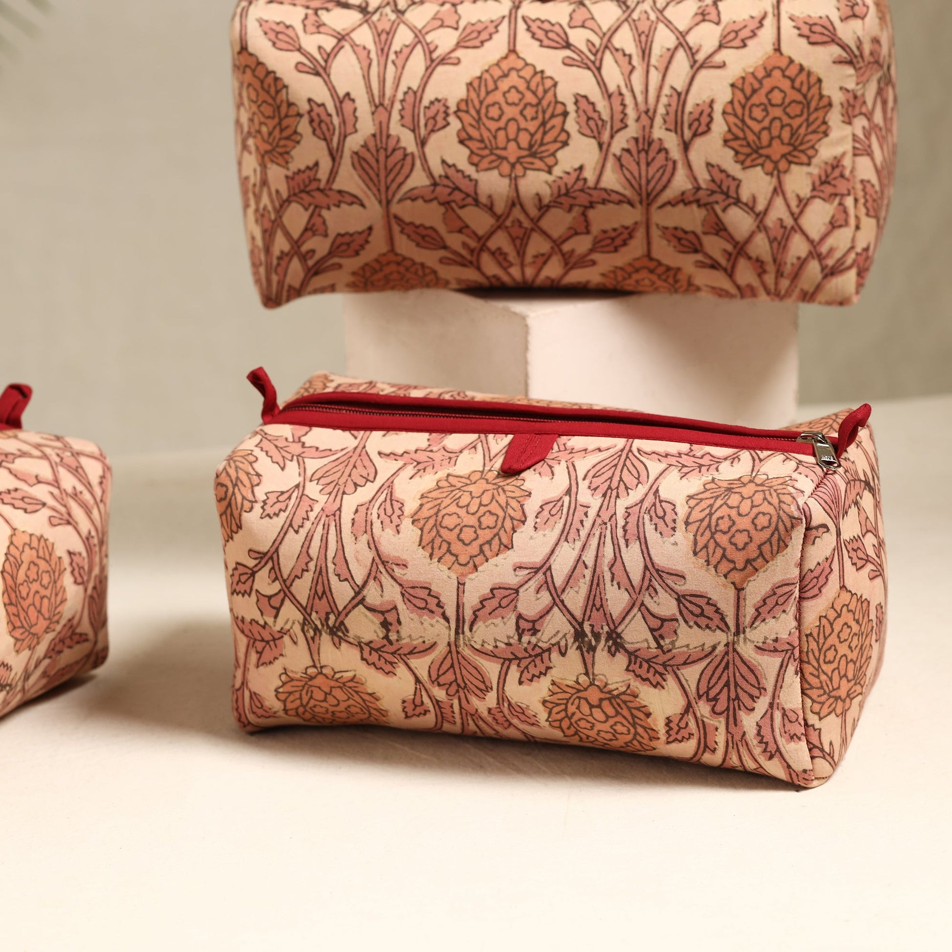 Brown - Handmade Cotton Toiletry Bags (Set of 3) 106