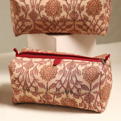 Brown - Handmade Cotton Toiletry Bags (Set of 3) 106