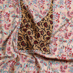 Beige - Sanganeri Block Print Patchwork Kurta Material (3m) 16