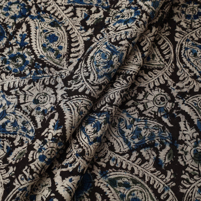 Black - Pedana Kalamkari Block Printed Cotton Fabric 18