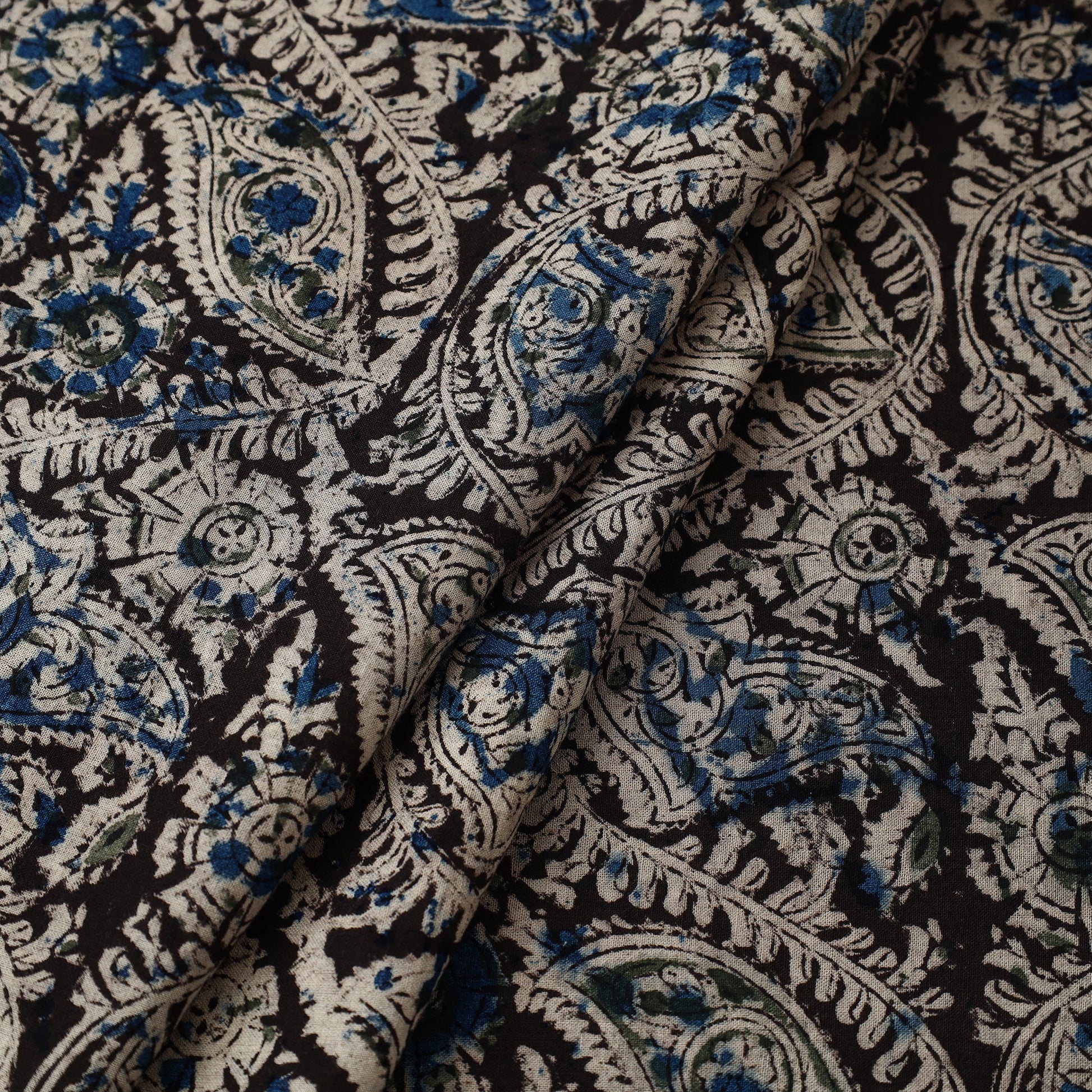 Black - Pedana Kalamkari Block Printed Cotton Fabric 18