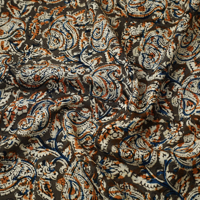 Brown - Pedana Kalamkari Block Printed Cotton Fabric 22