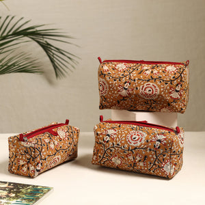 Brown - Handmade Cotton Toiletry Bags (Set of 3) 115